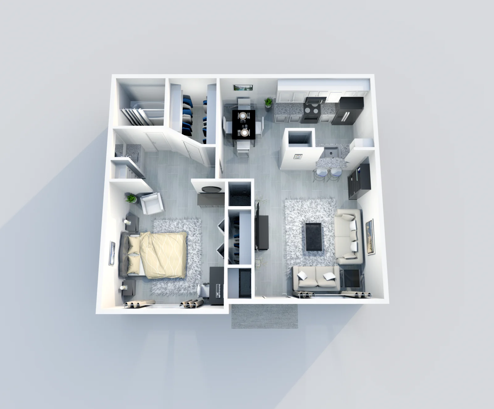 Providence at Baytown — floor plan, Plan A1 · 1 bed · 1 bath · 715 sq ft