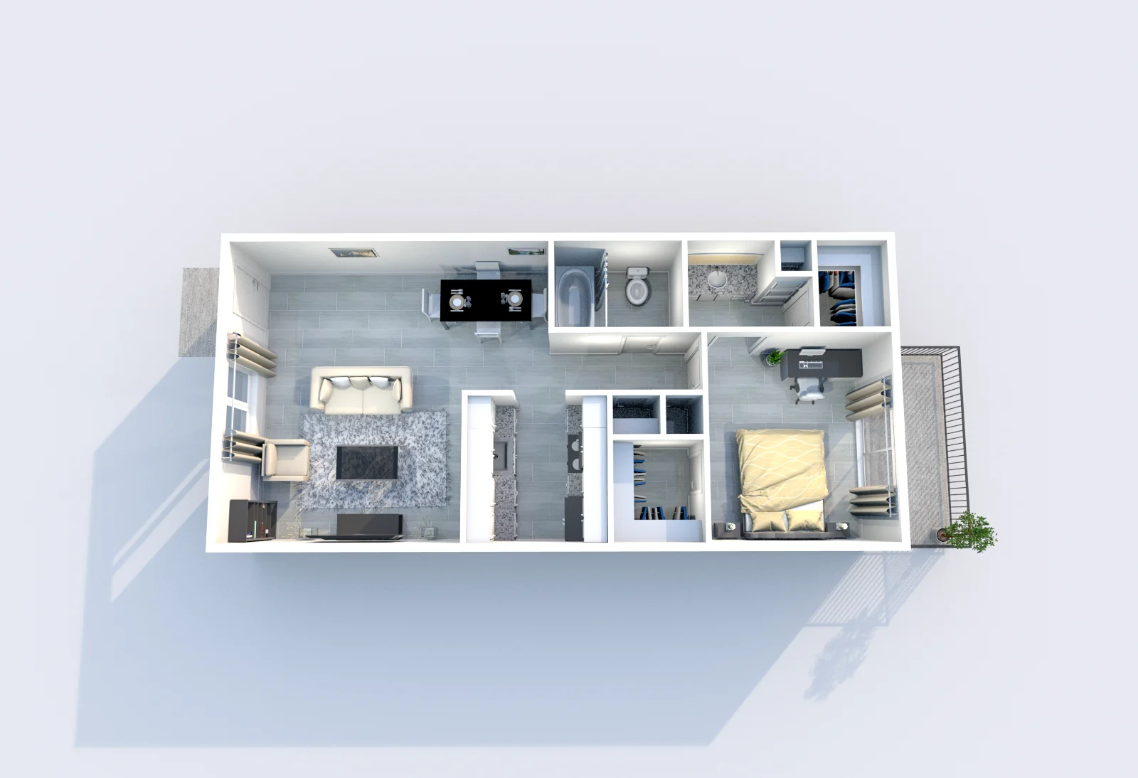 Providence at Baytown — floor plan, Plan A2 · 1 bed · 1 bath · 725 sq ft