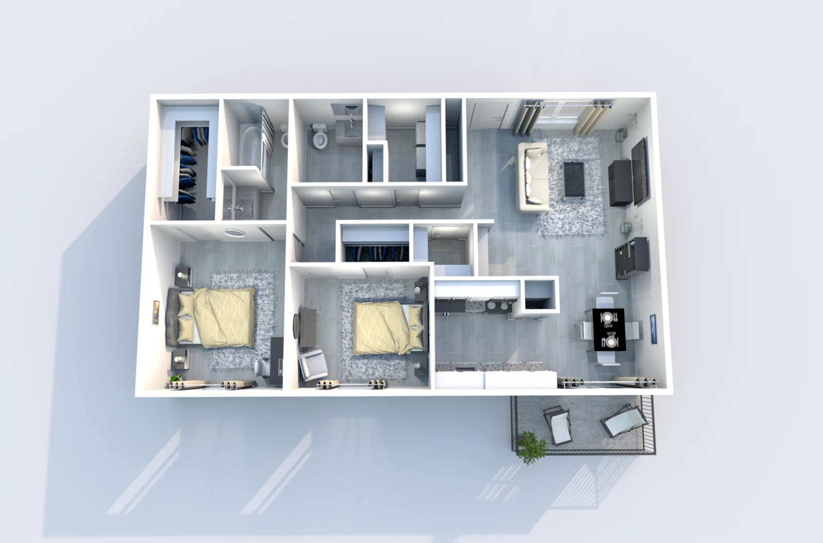 Providence at Baytown — floor plan, Plan B3 · 2 bed · 1.5 baths · 1,003 sq ft